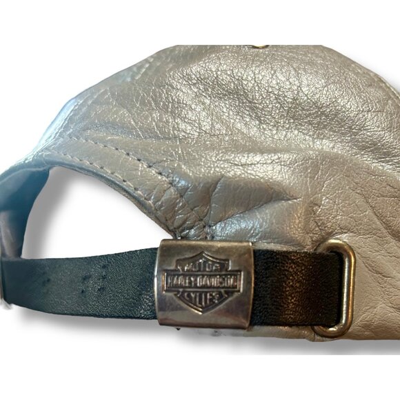 Harley Davidson Silver Leather Baseball Hat Embroidered Ladies - Picture 6 of 8